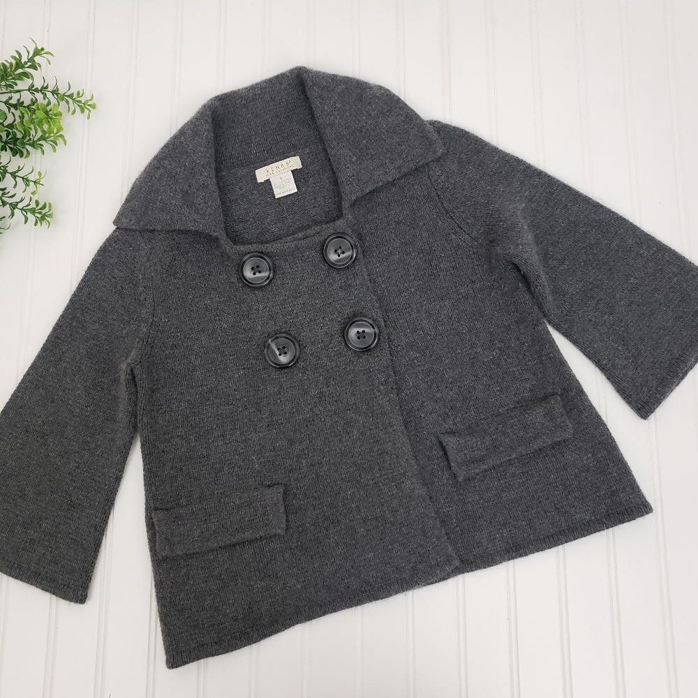 Kenar Cashmere Cardigan Sweater Swing Jacket Gray size Small Career Wear